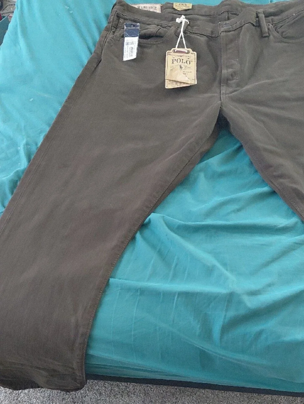 Polo by Ralph Lauren Men’s Olive Brown Slim Straight Jeans